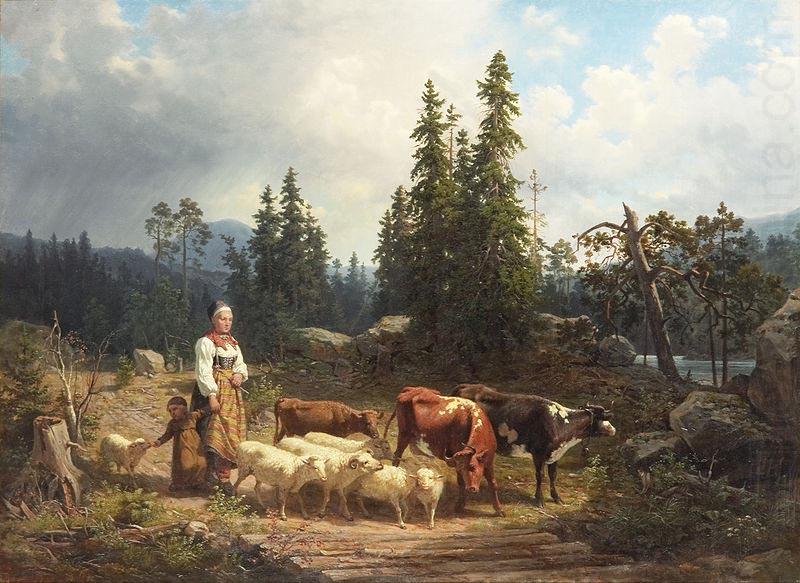 Vallflicka med hjord i landskap, Nils Andersson